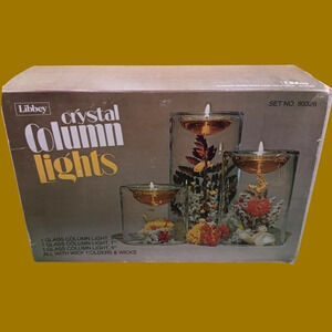 Libbey vintage  crystal column lights glass candle holders